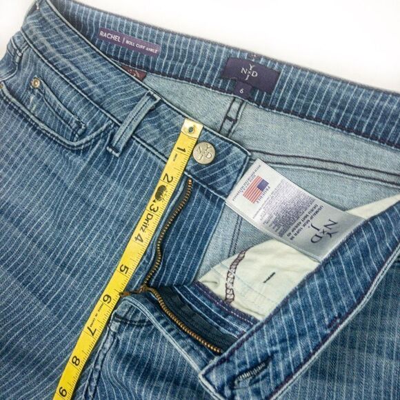 NYDJ Rachel Roll Cuff Ankle Jeans Mid-Rise Pinstripe Stretch Denim Sz 6 - Picture 5 of 10